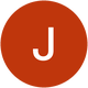 Logo with white letter 'J' inside a bold red circle.