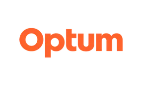 Optum logo in orange text on a black background.