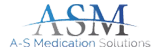 ASM logo with blue and gray gradient letters, text below reads A-S Medication Solutions.