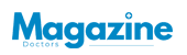 Logo with blue text 'Magazine Doctors' and a small diamond shape above 'i'