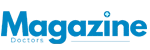 Logo with blue text 'Magazine Doctors' and a small diamond shape above 'i'